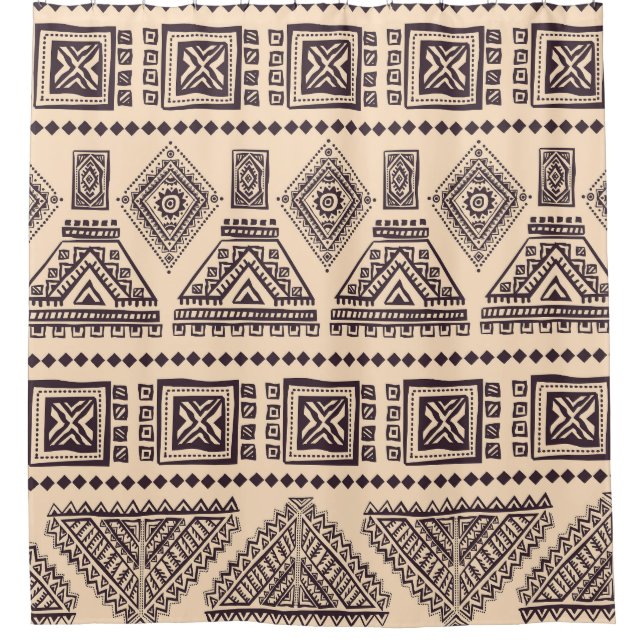 Tribal, ethnic, vintage business pattern shower curtain (Front)