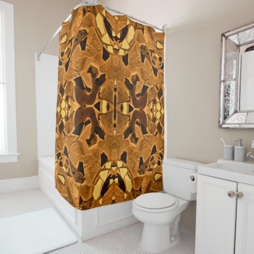Tribal Ethnic Western Brown Black Yellow Native Shower Curtain