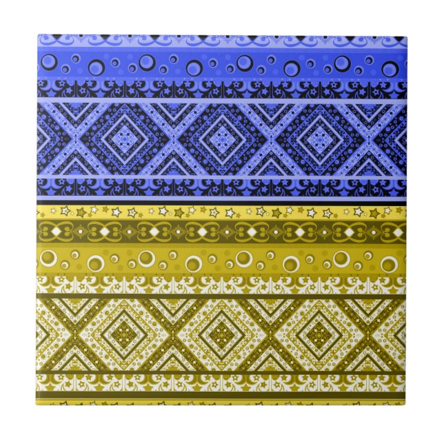 Tribal ethno boho ornamental traditional ornamenta ceramic tile (Front)