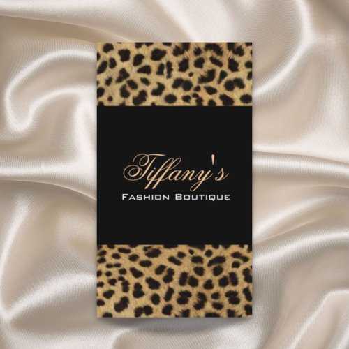 Chic Leopard Print Fashion Business Card Templates