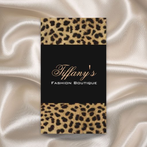 Customizable Chic Leopard Print Fashion Business Card Templates