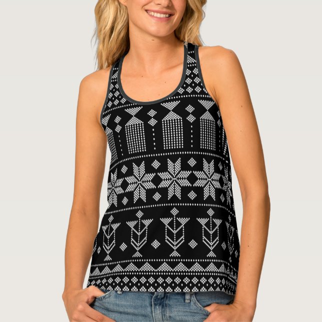 Tribal Faux Assuit Belly Dance Tank Top (Front)