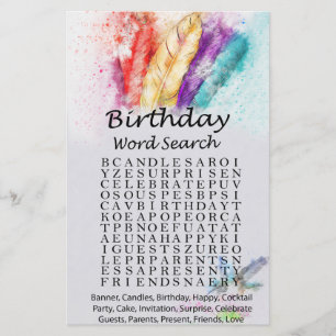 Tribal Feather Birthday word search game