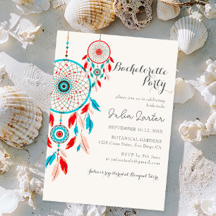 Tribal feather Dreamcatcher Bachelorette Party Invitation