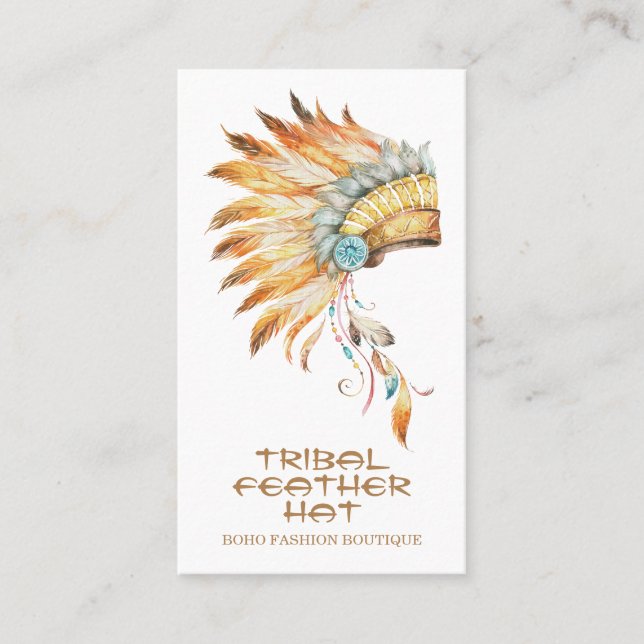 Tribal Feather Hat Business Card (Front)