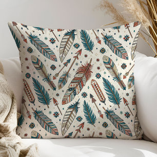 Tribal Feather Pillow Earthy and Modern Decor