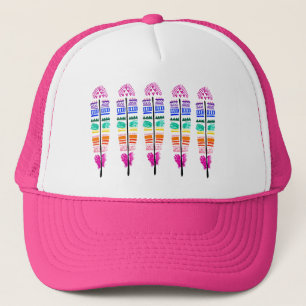 Tribal Feather Snapback. Trucker Hat