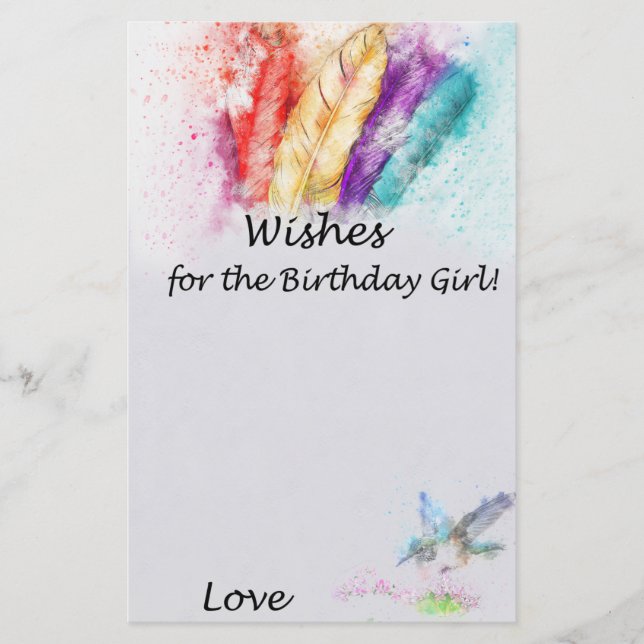 Tribal Feather Wishes for the birthday girl game (Front)