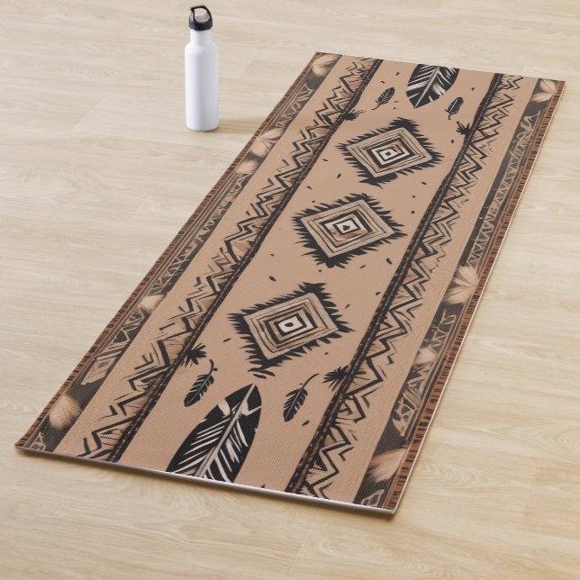 Tribal Feather Yoga Mat – Boho Southwestern Medita (In Situ)