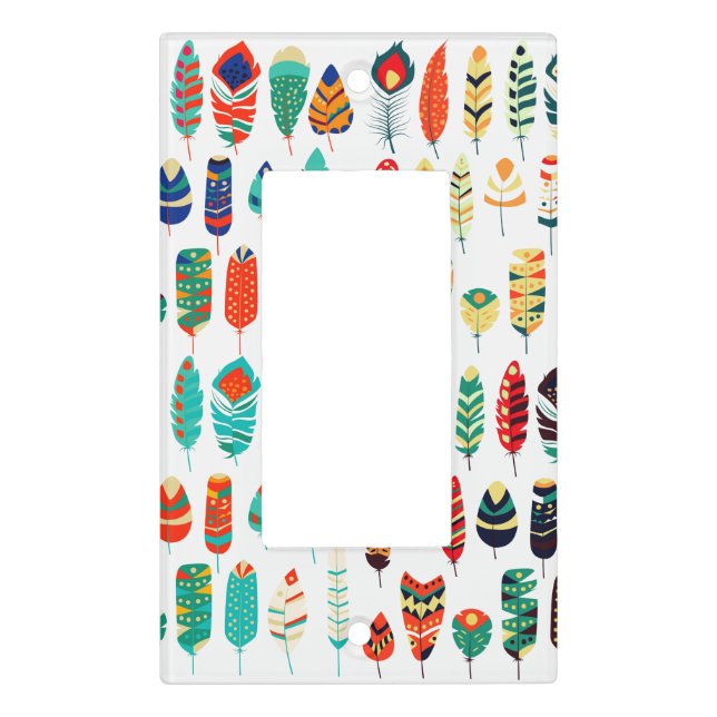 Tribal Feathers Background Light Switch Cover (Front)