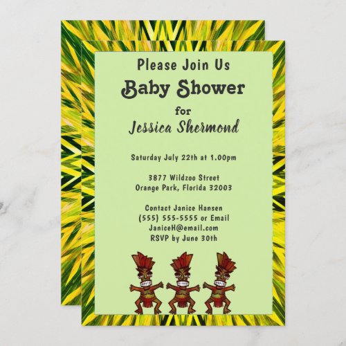 Tribal Fertility Dance Yellow  Green Abstract Invitation