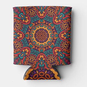 Tribal Festive: Colorful Ethnic Pattern Can Cooler
