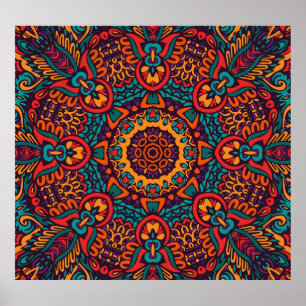 Tribal Festive: Colorful Ethnic Pattern Poster