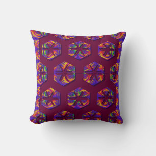 Tribal Fiery Honeycomb Throw Pillow