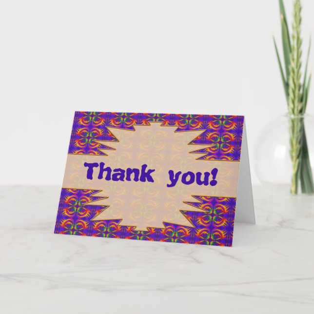 Tribal Fiery Letterpress Thank You Card (Front)