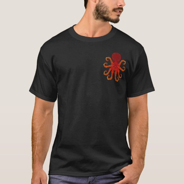 Tribal Fire Octopus Front/Back T-Shirt (Front)