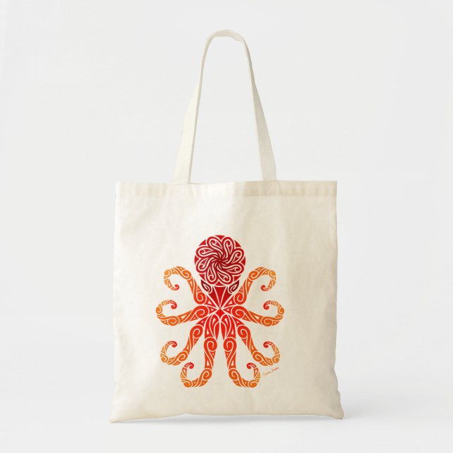 Tribal Fire Octopus Tote Bag (Front)