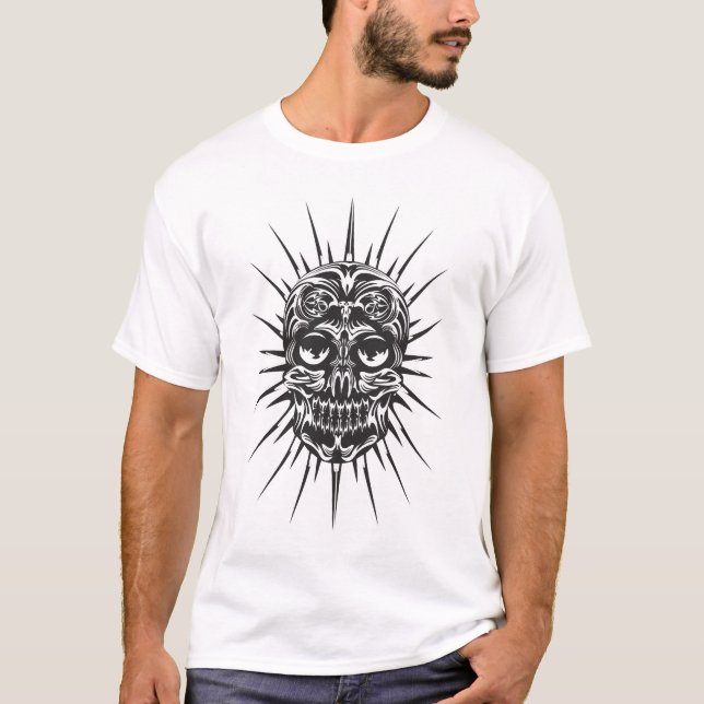 Tribal Flamed Skull T-Shirt (Front)