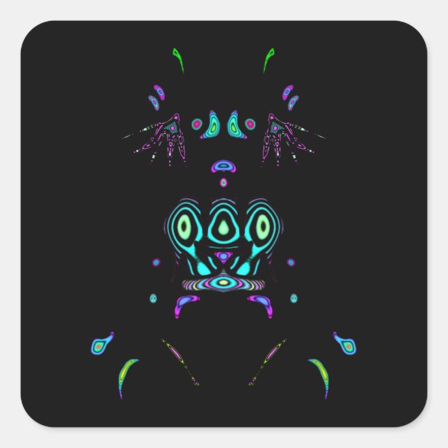 Tribal fluo v2 square sticker (Front)