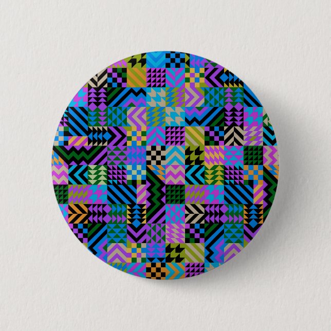 Tribal Folk Art - Blue Button (Front)