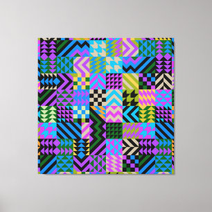 Tribal Folk Art - Blue Canvas Print