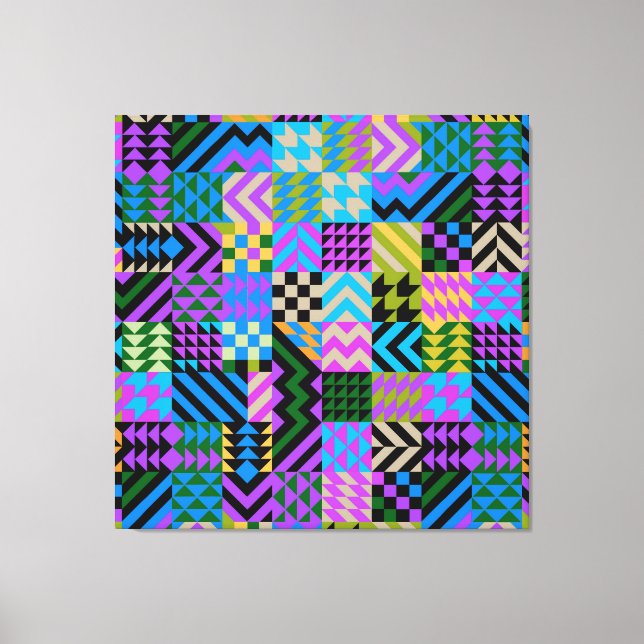 Tribal Folk Art - Blue Canvas Print (Front)