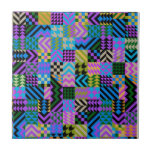 Tribal Folk Art - Blue Ceramic Tile