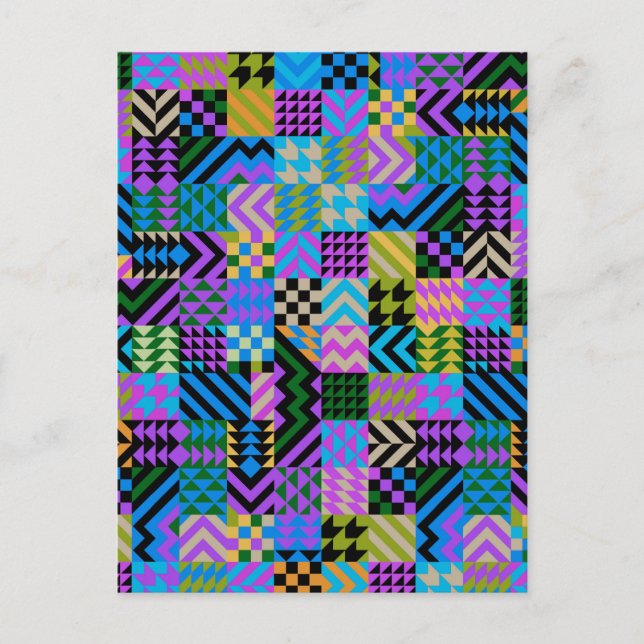 Tribal Folk Art - Blue Postcard (Front)