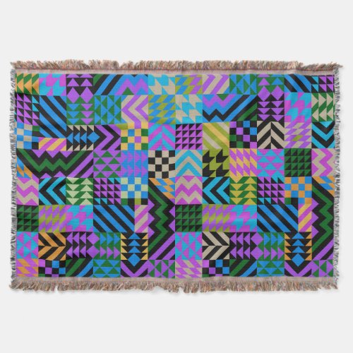 Tribal Folk Art - Blue Throw Blanket