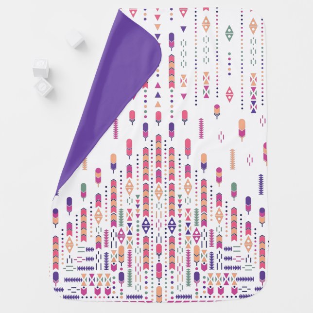 Tribal Folk Art In Structured Pattern Baby Blanket (In Situ)