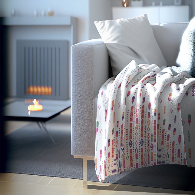 Tribal Folk Art In Structured Pattern Fleece Blanket (Tribal Folk Art In Structured Pattern Fleece Blanket)