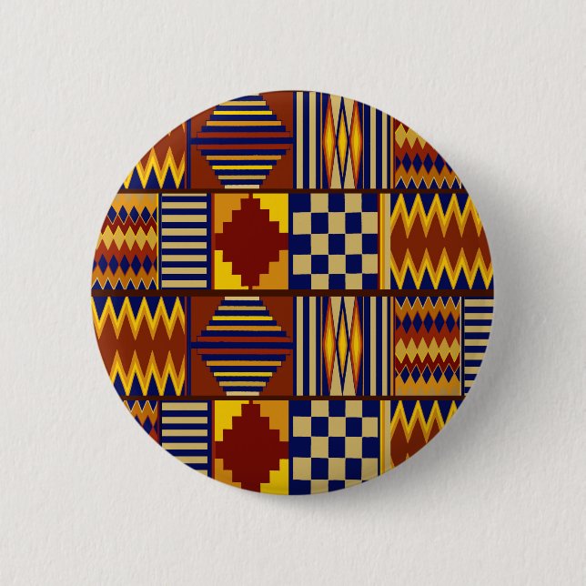 Tribal Folk Art - Rust Navy Yellow Button (Front)