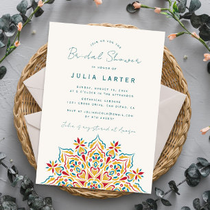 Tribal Folk Country Crest Mandala Bridal Shower Invitation