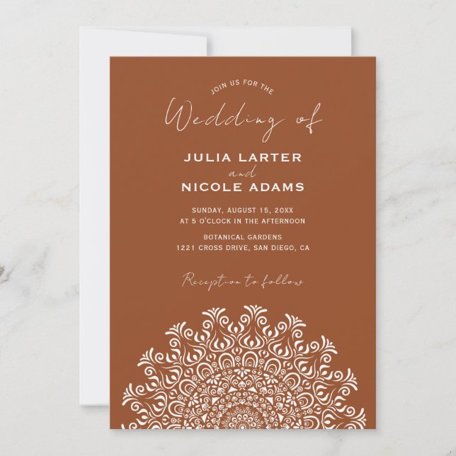 Tribal Folk Country Culture Crest Mandala Wedding Invitation (Front)