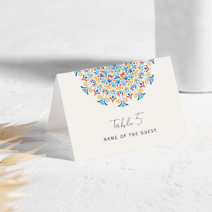 Tribal Folk Culture Mandala Wedding Place Card