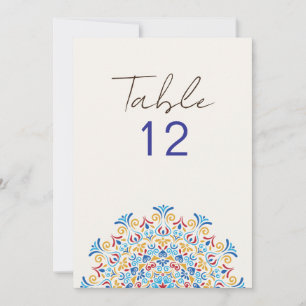 Tribal Folk Culture Mandala Wedding Table Number