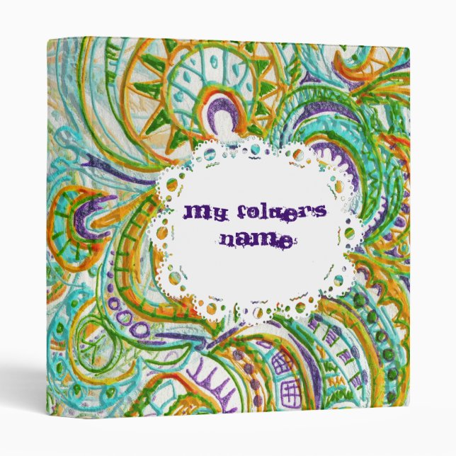 Tribal Folk Pattern 3 Ring Binder (Front/Spine)