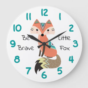 Tribal Fox Be Brave Large Clock