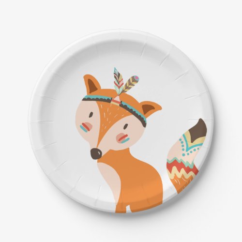 Tribal Fox Paper Plates Wild one Woodland Boho