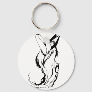 Tribal Fox Tattoo Design Keychain