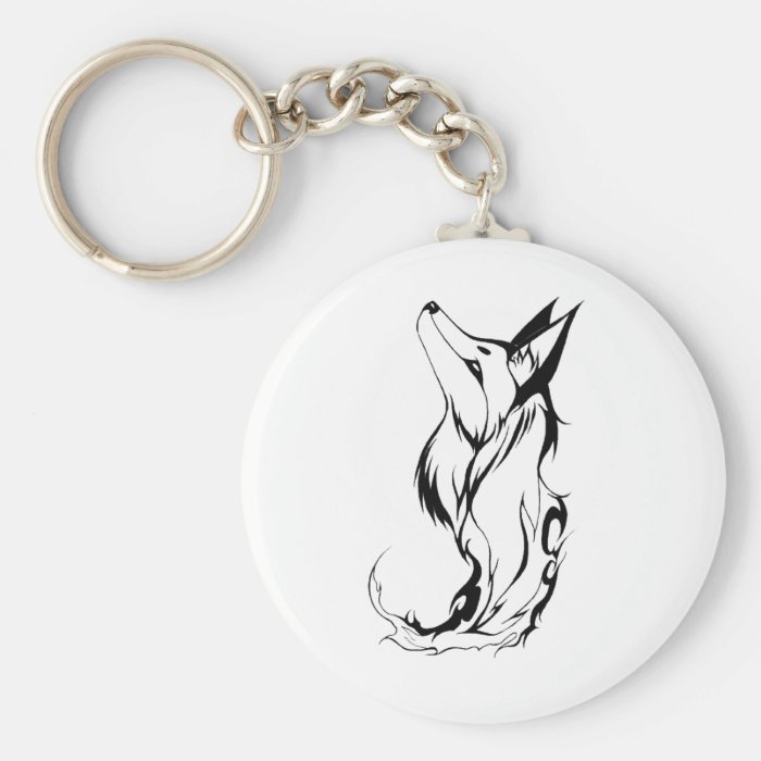 Tribal Fox Tattoo Design Keychains