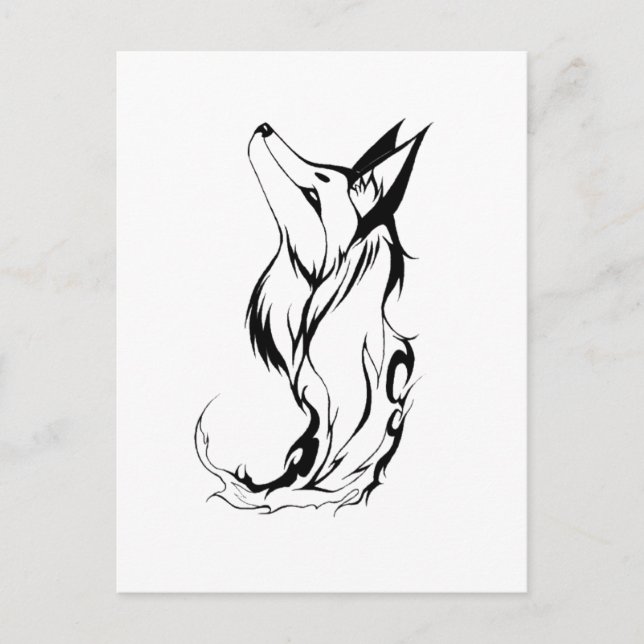 Tribal Fox Tattoo Design Postcard (Front)