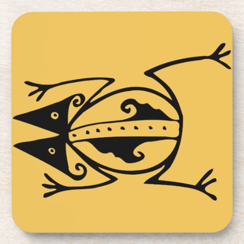 Tribal frog ancient animal tribal art coaster