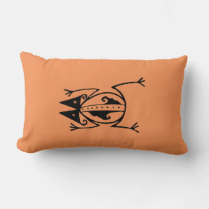 Tribal frog ancient animal tribal art lumbar pillow