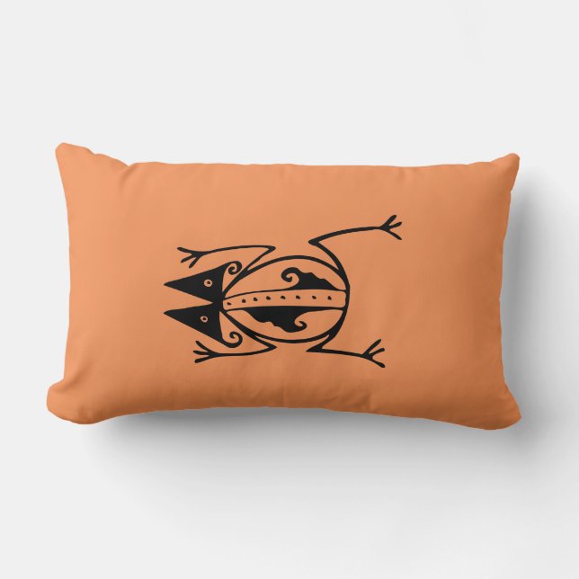 Tribal frog ancient animal tribal art lumbar pillow (Front)