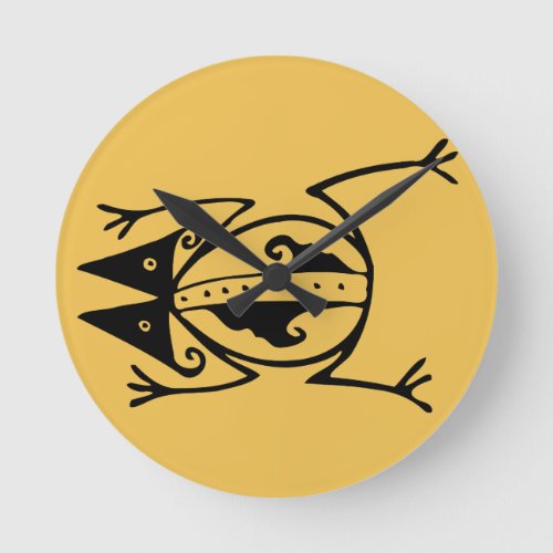 Tribal frog ancient animal tribal art round clock