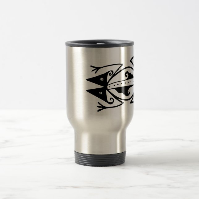 Tribal frog ancient animal tribal art travel mug (Center)