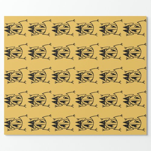 Tribal frog ancient animal tribal art wrapping paper