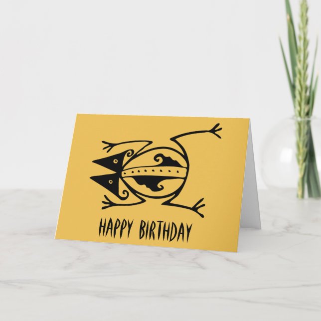 Tribal frog Petroglyph animal tribal art birthday Card (Front)
