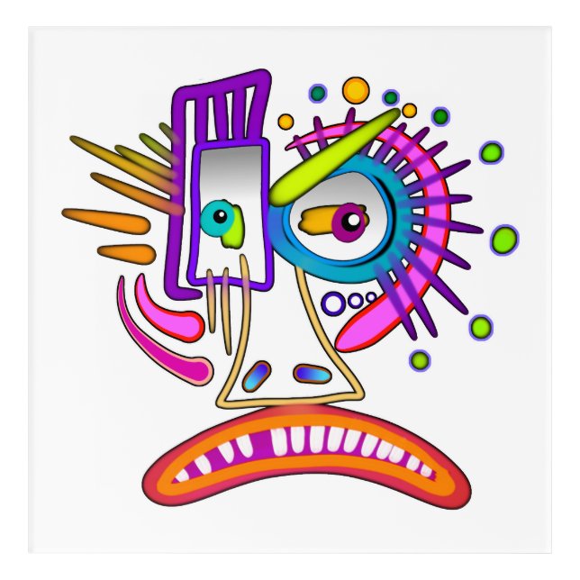 TRIBAL FROWNIE EMOJI MEEMOGIE ACRYLIC PRINT (Front)